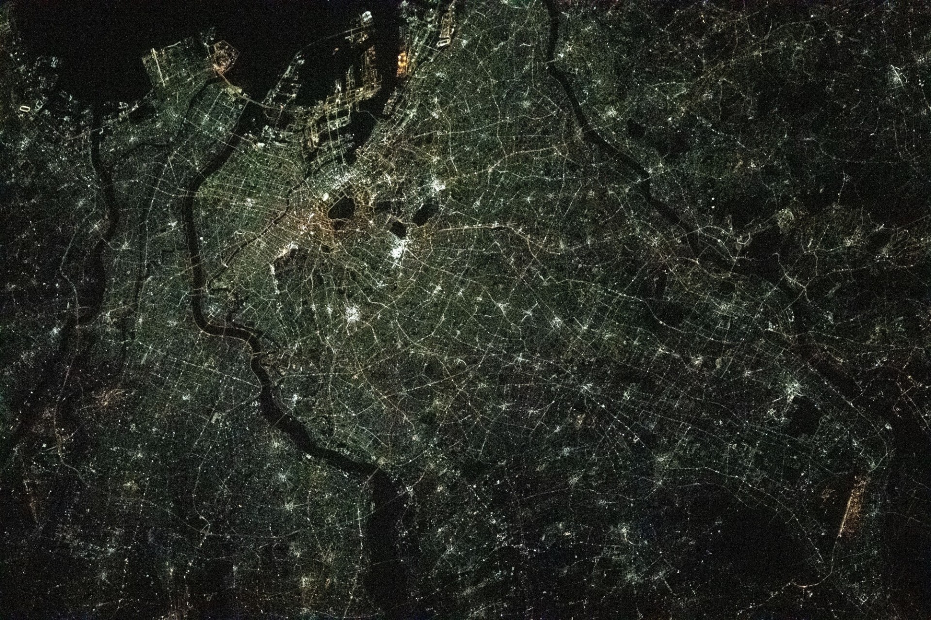 Tokyo night aerial view